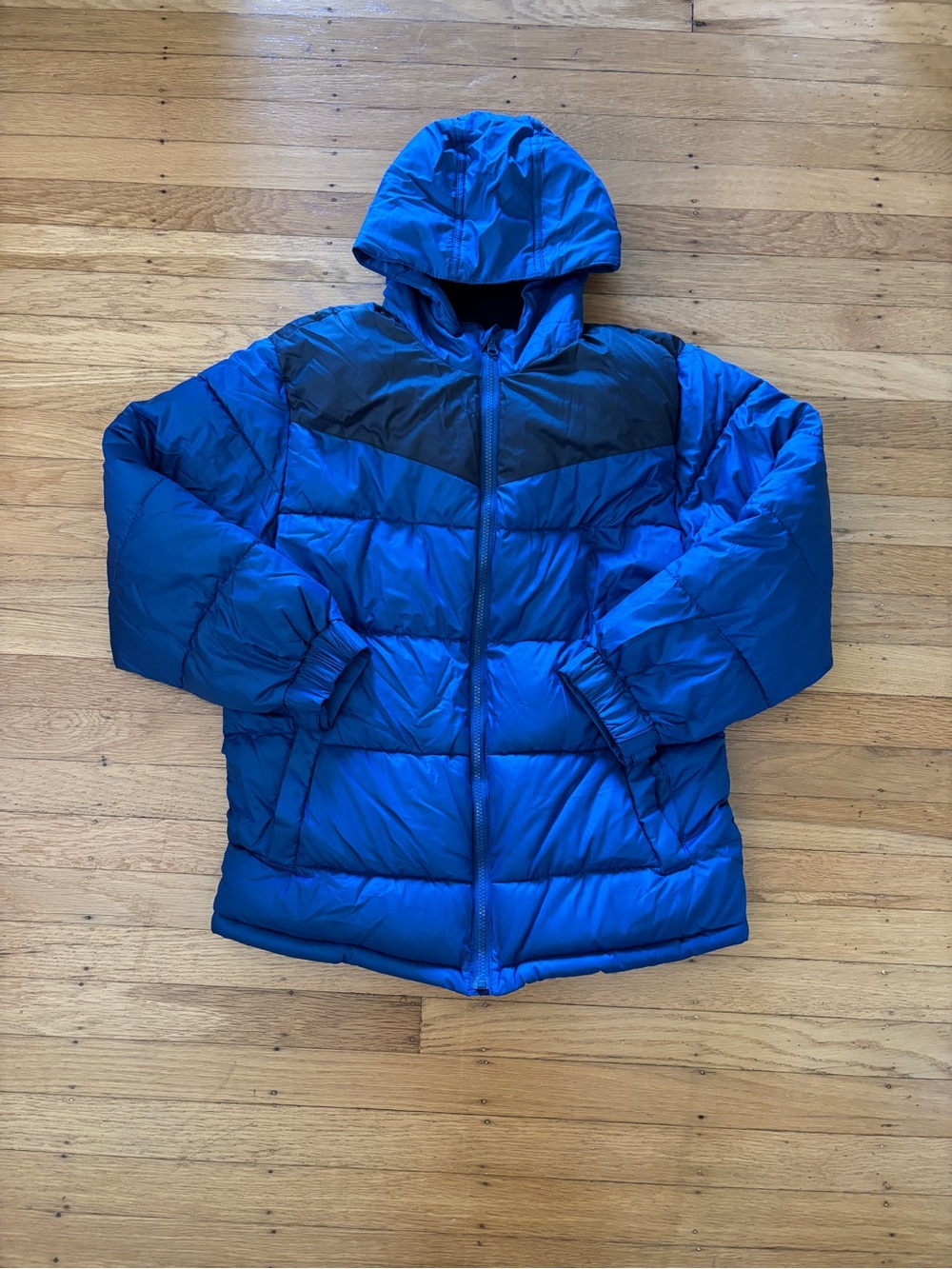 Kids Blue Hooded Puffer Jacket